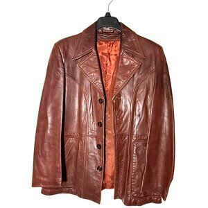 Vintage Brown Leather Blazer Jacket Women’s Small 70s Style Buttery Soft Leather
